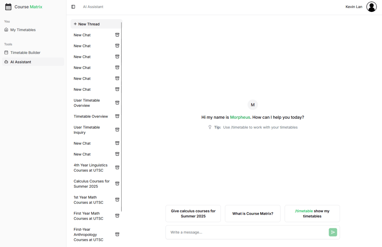 course matrix chat interface